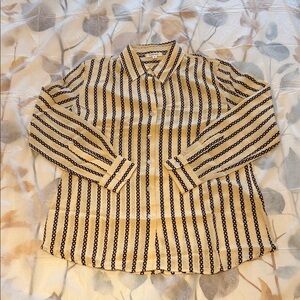 Men's Beige and Black Patterned Button-Down Shirt
